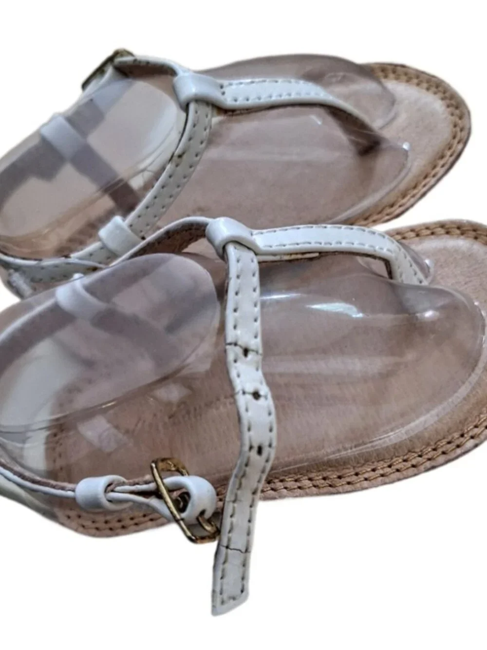 Ralph Lauren White Patent Leather T-Strap Sandals 3-6 Months Size 2 NIB READ